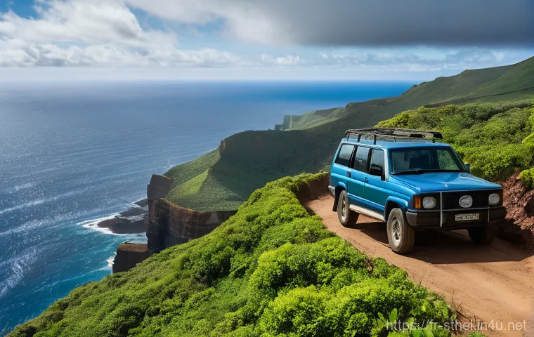 세인트헬레나 대중교통 - **Prompt: "An authentic local taxi, a clean but well-used compact SUV, drives along a winding coasta...
