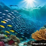 세인트헬레나 낚시 가능 지역 - **Prompt:** "An breathtaking underwater scene revealing the extraordinary marine biodiversity of Sai...