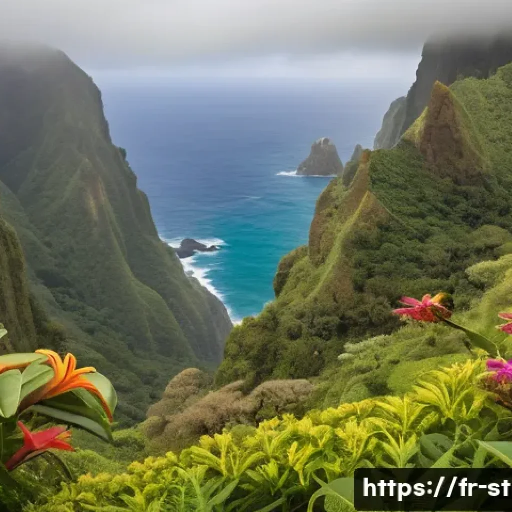 세인트헬레나와 트리스탄다쿠냐 비교 - A vibrant tropical forest scene on Saint Helena island showcasing its unique biodiversity: lush gree...